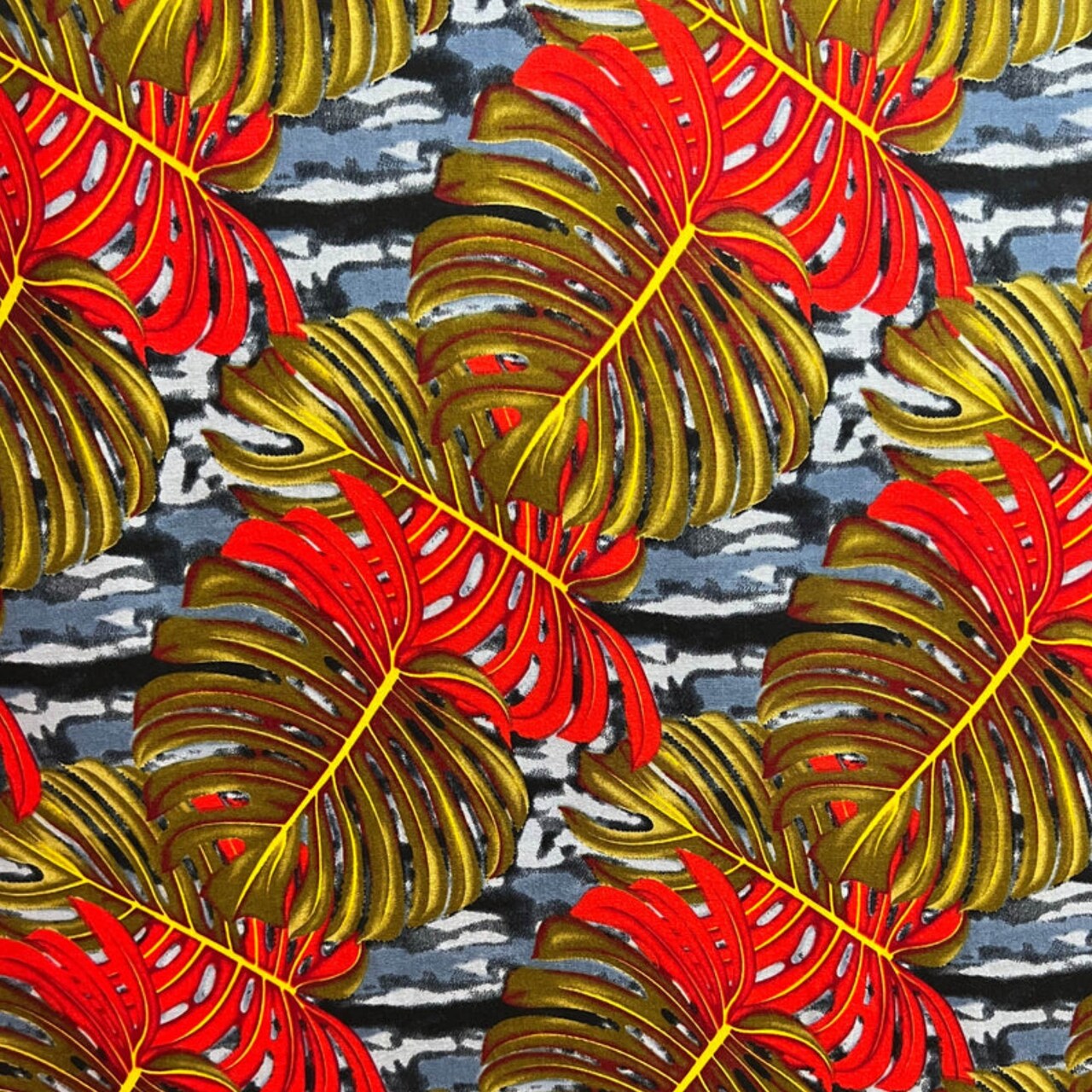 1 Yard All Over Monstera Leaf Rayon Poplin Fabric 36" x 45", Length x Width